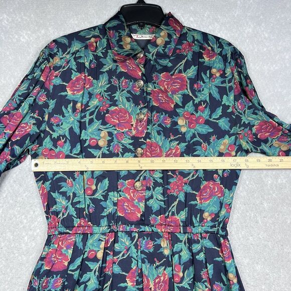 Vintage Talbots Dress Womens SZ 8 Multicolor Floral Button Down Long Sleeve Maxi - Picture 10 of 13
